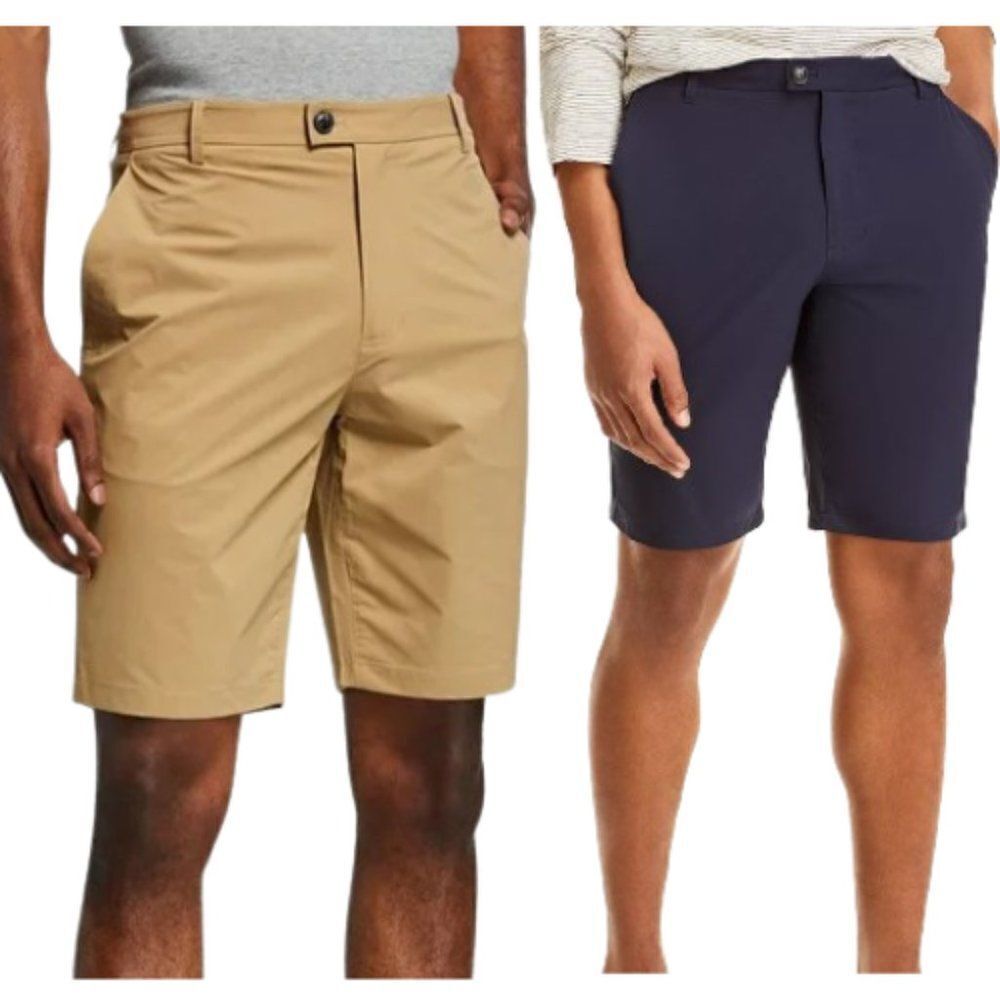 7 For All Mankind Men's Flat Front Regular Fit Chino Shorts Size 28 - Set Of 2